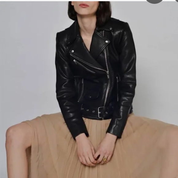 VEDA Jayne classic leather jacket black motorcycle XS